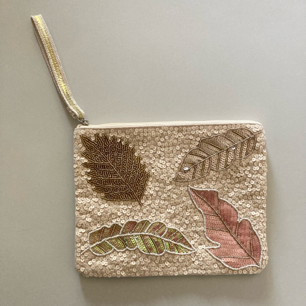 America & Beyond Embellished Pouch / Clutch Rose Gold Garden